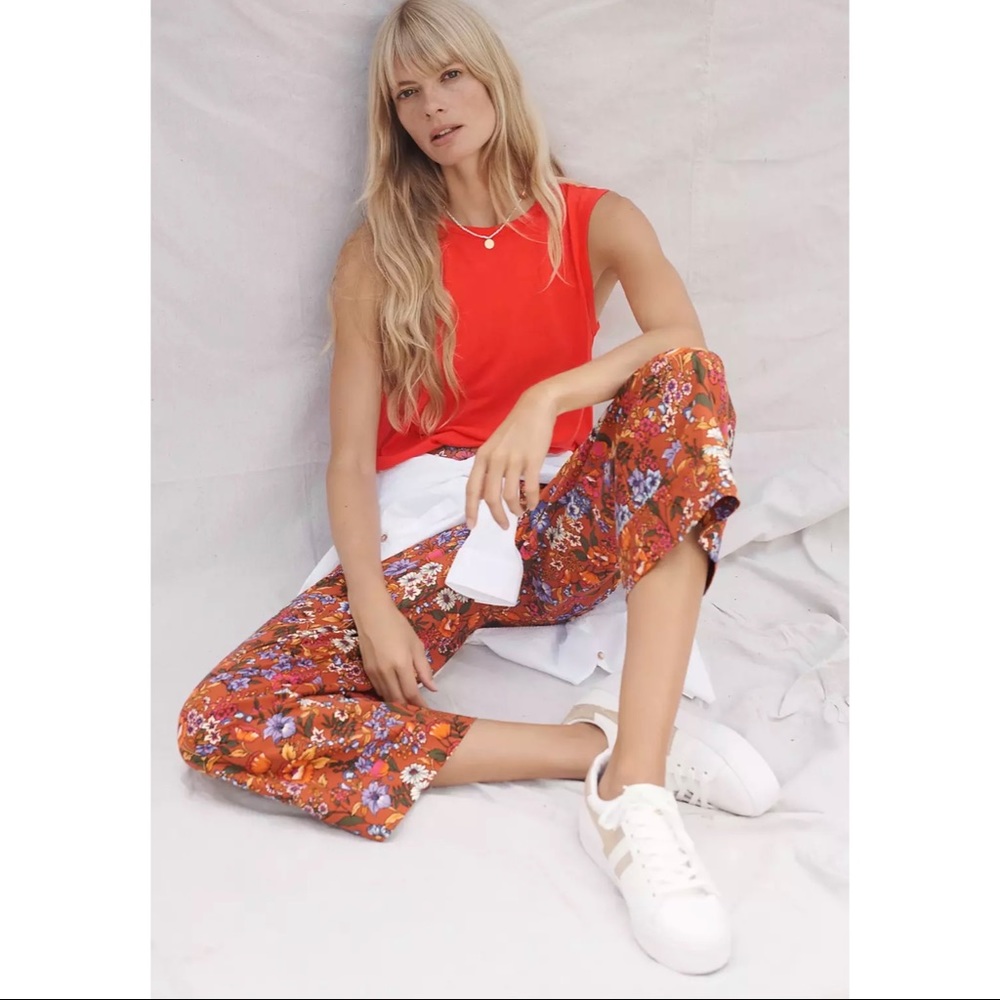 New Maeve flower power wide leg crop trousers